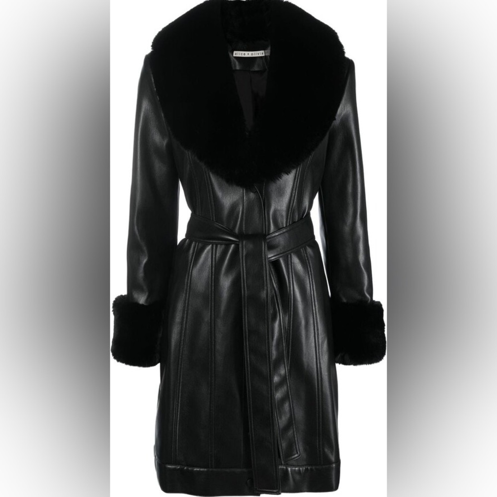 Alice + Olivia | Stari Vegan Leather Faux Fur Coat in Black
revolve clothing - Picture 4 of 6